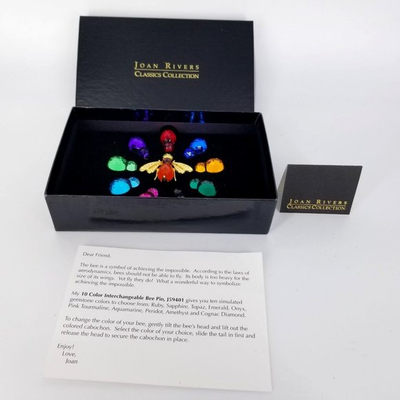 il_1080xN.2413344123_rnhs.jpg Joan Rivers Bee Pin Brooch Jewelry Change 10 Color Gem Stone J59401 Box NEW
